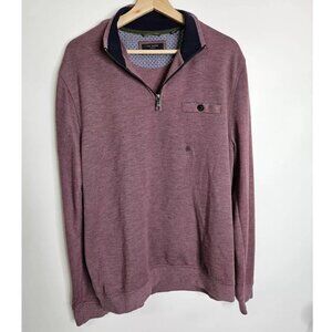 Ted Baker London Mens Pull Over 1/4 Zip Eggplant With Blue Trim size 5UK XL USA